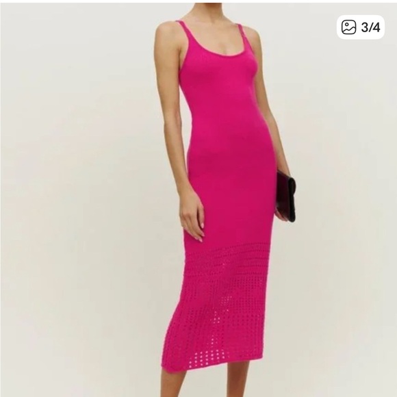 Reformation Hot Pink Knit Midi Dress - Picture 2 of 8